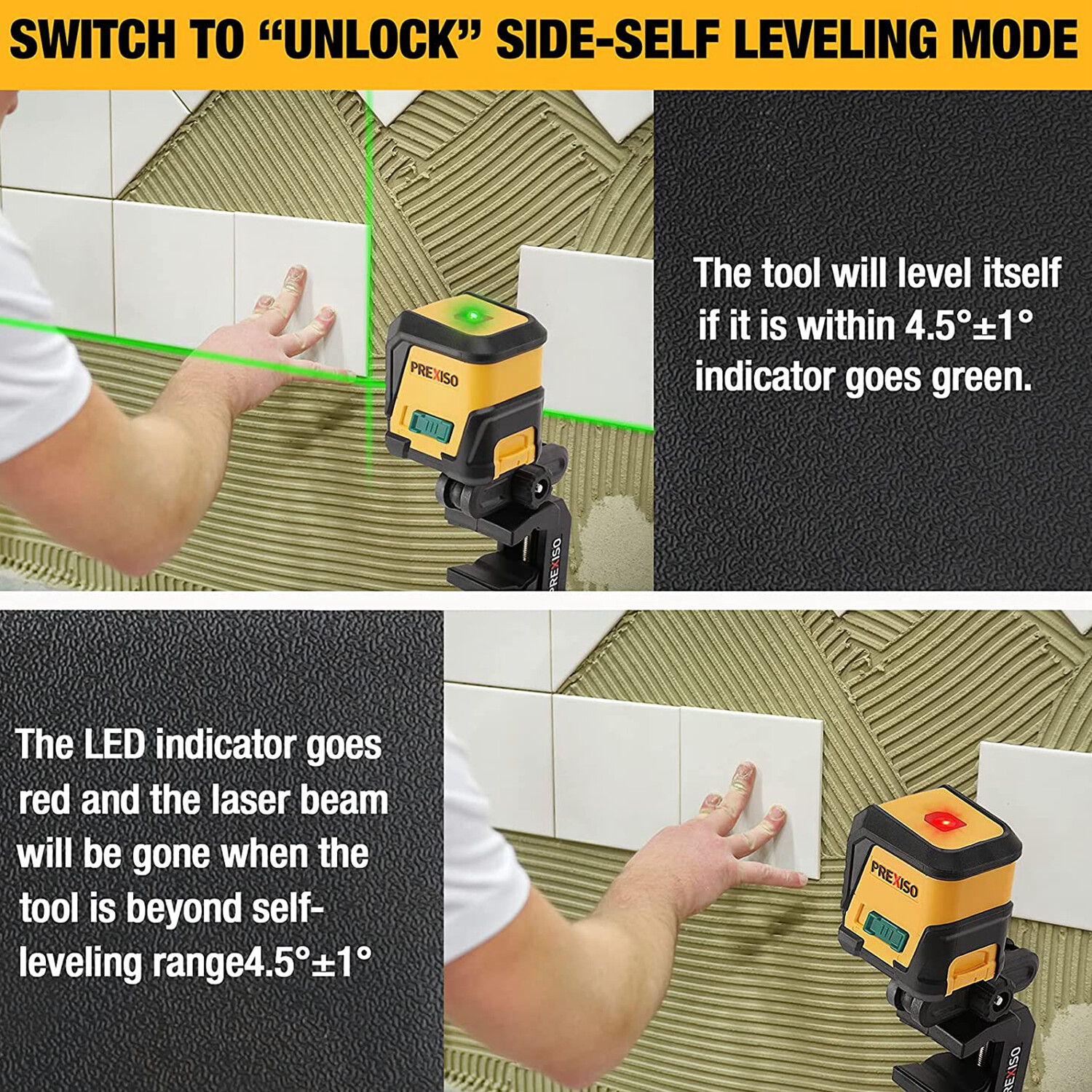 PREXISO Laser Level with Tripod 65Ft Self Leveling Cross Line Laser Level 360°