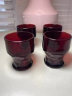 Set of 4 Vintage Anchor Hocking Ruby Red Georgian Honeycomb Tumblers 3.5”