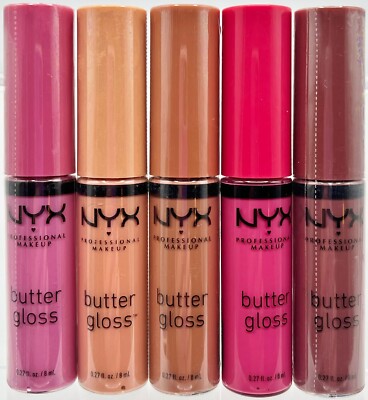5 NYX Butter Gloss: Eclair Fortune Cookie Madeleine Strawberry Cheese Cinnamon