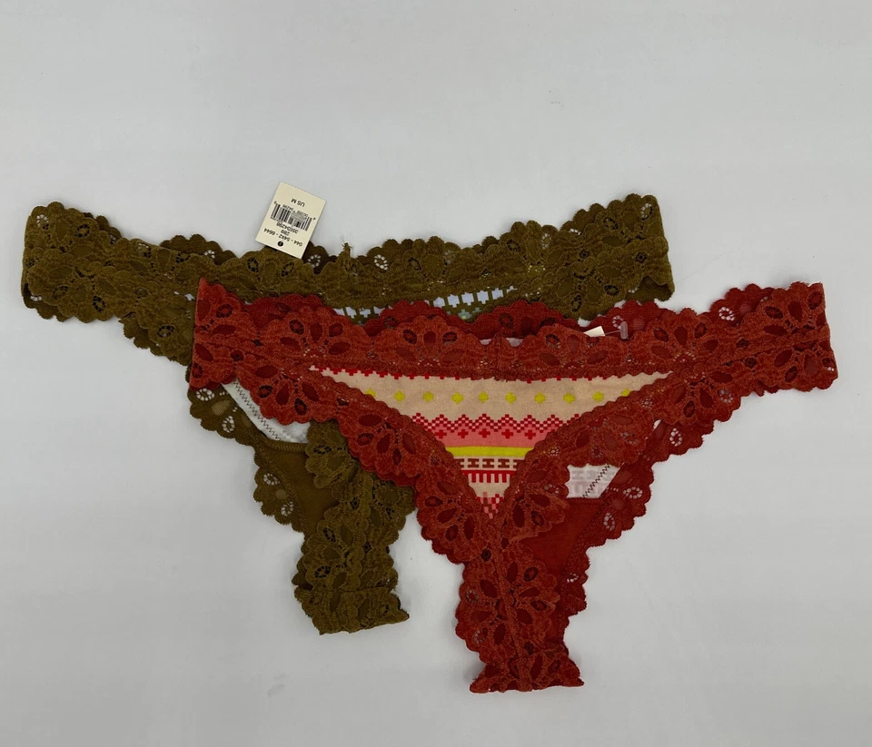Tanga de algodón Aerie encaje terciopelo ribete paquete, mediano nuevo con etiquetas Foto 2 de 2