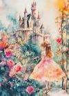 Print ACEO Art Card Castle Cute Girl Flower Road Sky Woman Limited Edition