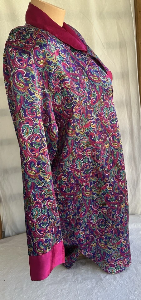 Camisa de dormir vintage cacique satinado cachemir vestido pequeño Foto 4 de 4