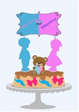 Personalized Gender Reveal Boy or Girl Themed Cake Topper