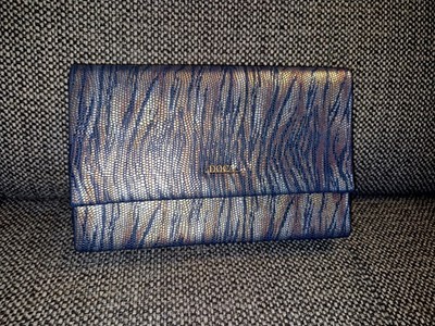DOCA Blau / Gold Metallic Optik - Clutch/ Tasche