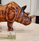 Large African Rhinoceros Bronzed Resin Rhino Statue Clear Acrylic Base 12½" long — photo 9