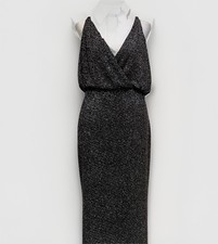 Vince Camuto Metallic V-Neck Evening Dress Size 8 Sleeveless 