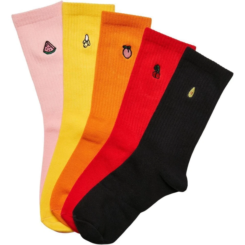 Urban Classics Chaussettes Broderie Fruit 5 Paire Coton Mélange Multicolore - Photo 1/1