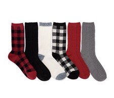 MUK LUKS Women  s Fluffy Dream Crew Boot Socks 6 Pack OSFM