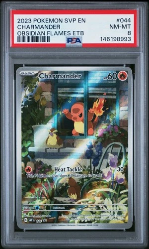 2023 POKEMON OBSIDIAN FLAMES ELITE TRAINER BOX #044 CHARMANDER PSA 8