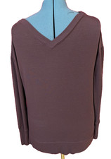 ATHLETA Womens Maroon V-Neck Sweatshirt Pullover Long Sleeve Plush Size Small