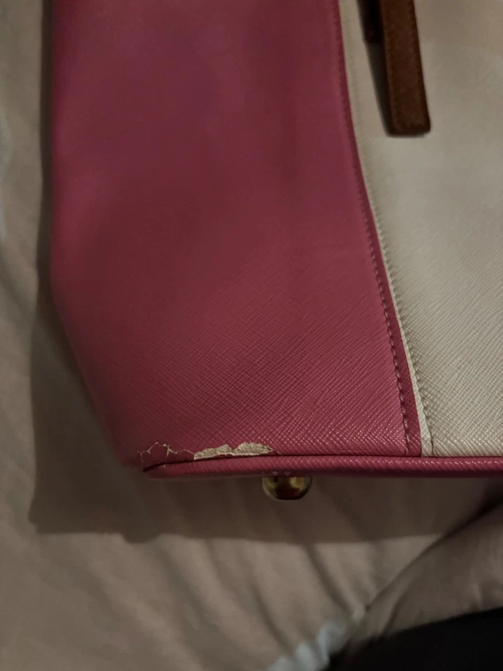 MICHAEL KORS BOLSO DE CUERO ROSA Y BLANCO Foto 4 de 4