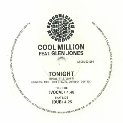 COOL MILLION feat GLEN JONES - Tonight - white vinyl 7'' limited to 75 copies