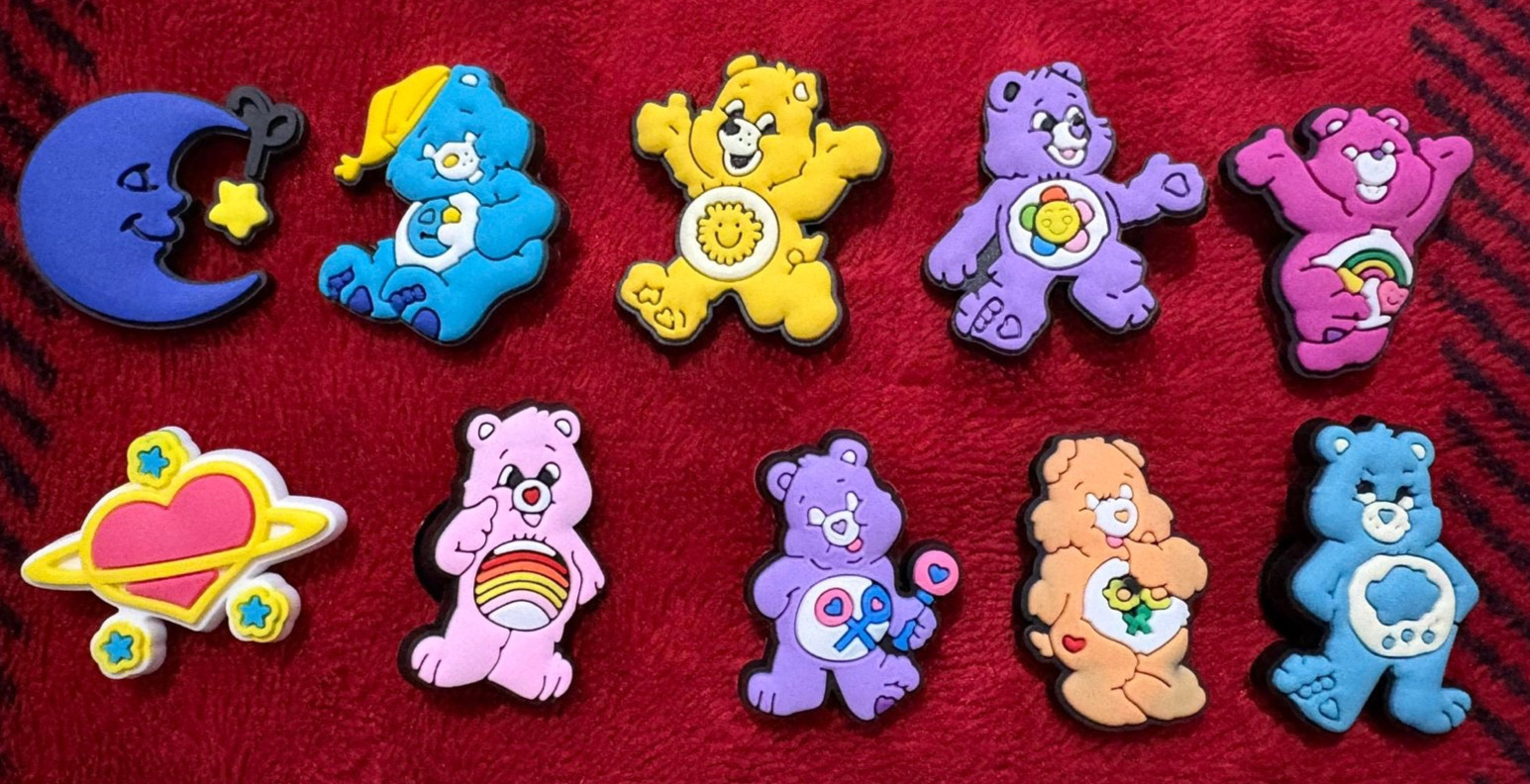 CARE BEARS 10pc shoe charms - fits crocs - FREE SHIPPING - CB3