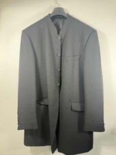 Mens Nehru Black Button Up Blazer Collar Jacket Size 44R 3 0286