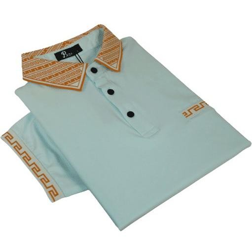Men Sports Shirt PAZO by DE-NIKO Short Sleeves Cotton Polo Shirt DBK2303 Mint