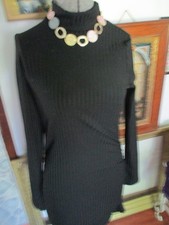 Size 5 Dazy Tight Black Ribbed Ladies Dress Long Sleeved Fitted