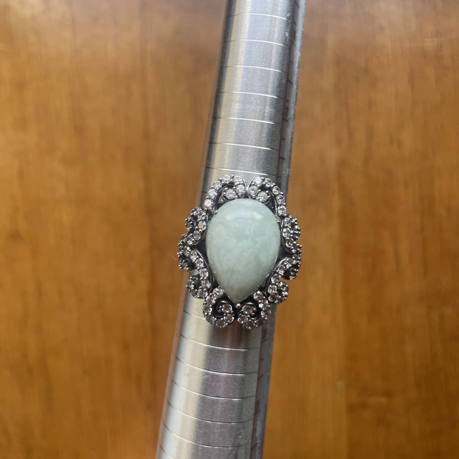 Sterling Jade Ring Size 9 - image 1