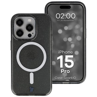Handyhülle für iPhone 15 Pro Bizon Case Cover Schutzhülle Transparent-Schwarz