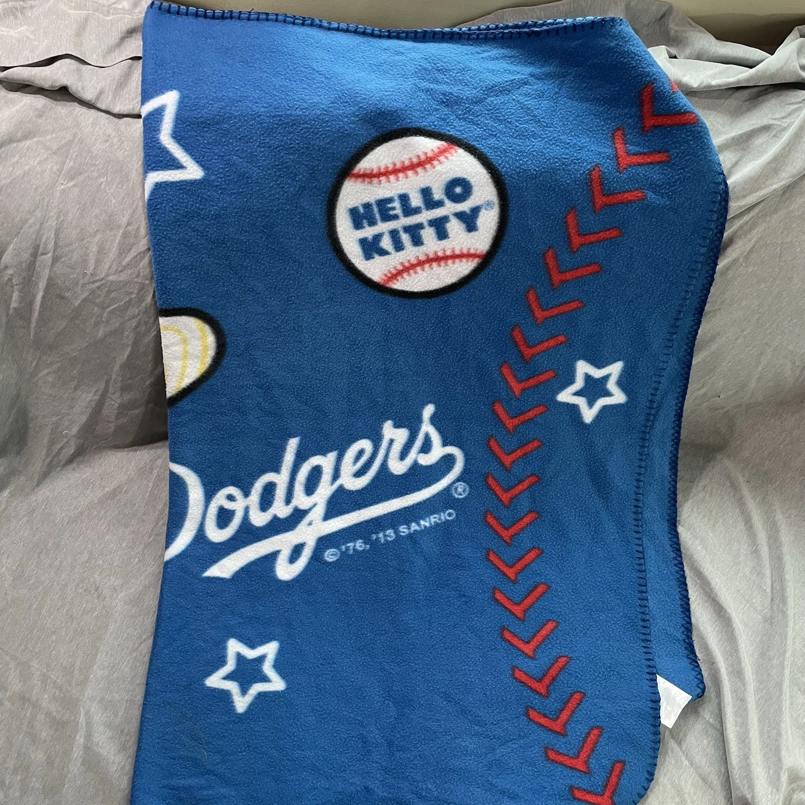 Hello Kitty Dodggers Blanket Throw Los Angeles Sanrio, Gift For Baseball Fans