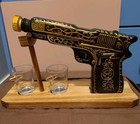 Glass Hand Painted Pistol Whiskey Gun Decanter & Pistol Shot Glasses Set, With 2 — photo 1