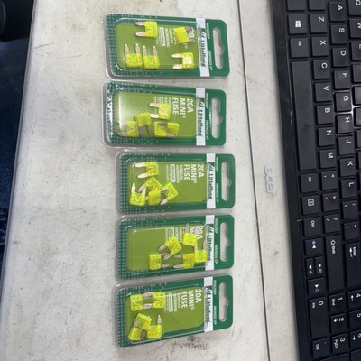 5x Littelfuse 0MIN020.VP 20A 32V Mini Fuse Sealed Packs of 5, 25 total MIN20BP
