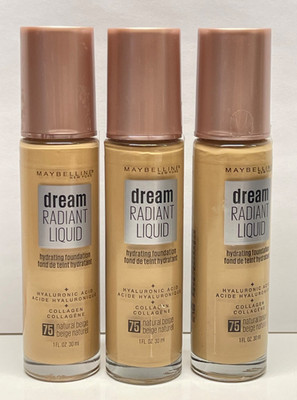 3 X maybelline dream #75 Natural Beige Dream Radiant Foundation