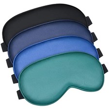 4 Pcs Silk Sleep Eye Masks Smooth Royal Blue, Dark Green, Navy Blue, Black