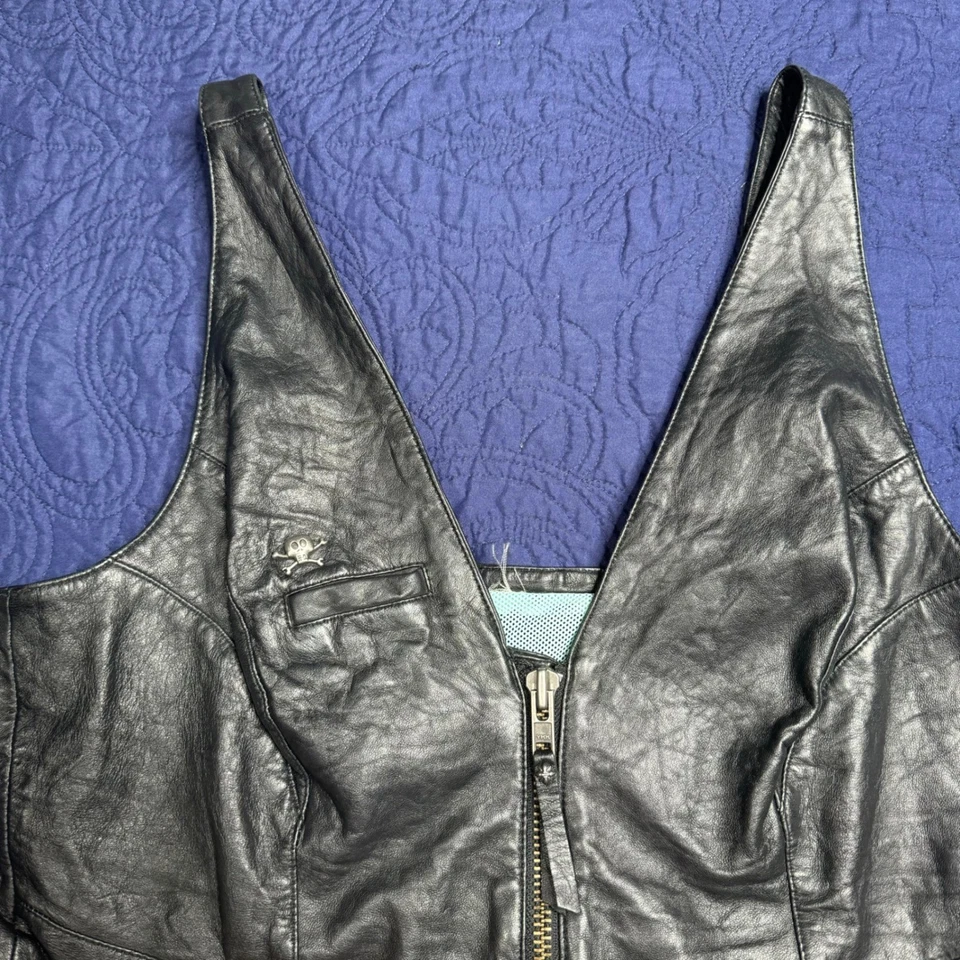 Harley Davidson Black Leather Vest Corset Lace Up Biker Top Women's  ? Read - Image 2 of 4