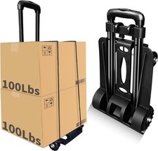 Folding Hand Truck-200 Lbs Trolley Utility Cart, Portable 4-Wheels Lightweigh...