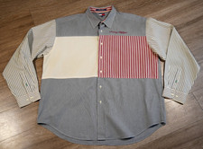 Tommy Hilfiger Vintage Colorblock Striped Button Down Shirt Mens XXL Blue Red