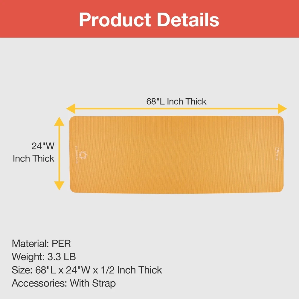 Eco-Friendly Non-Slip 1/2 Inch Thick Yoga Mat for Home Pilates Fitness