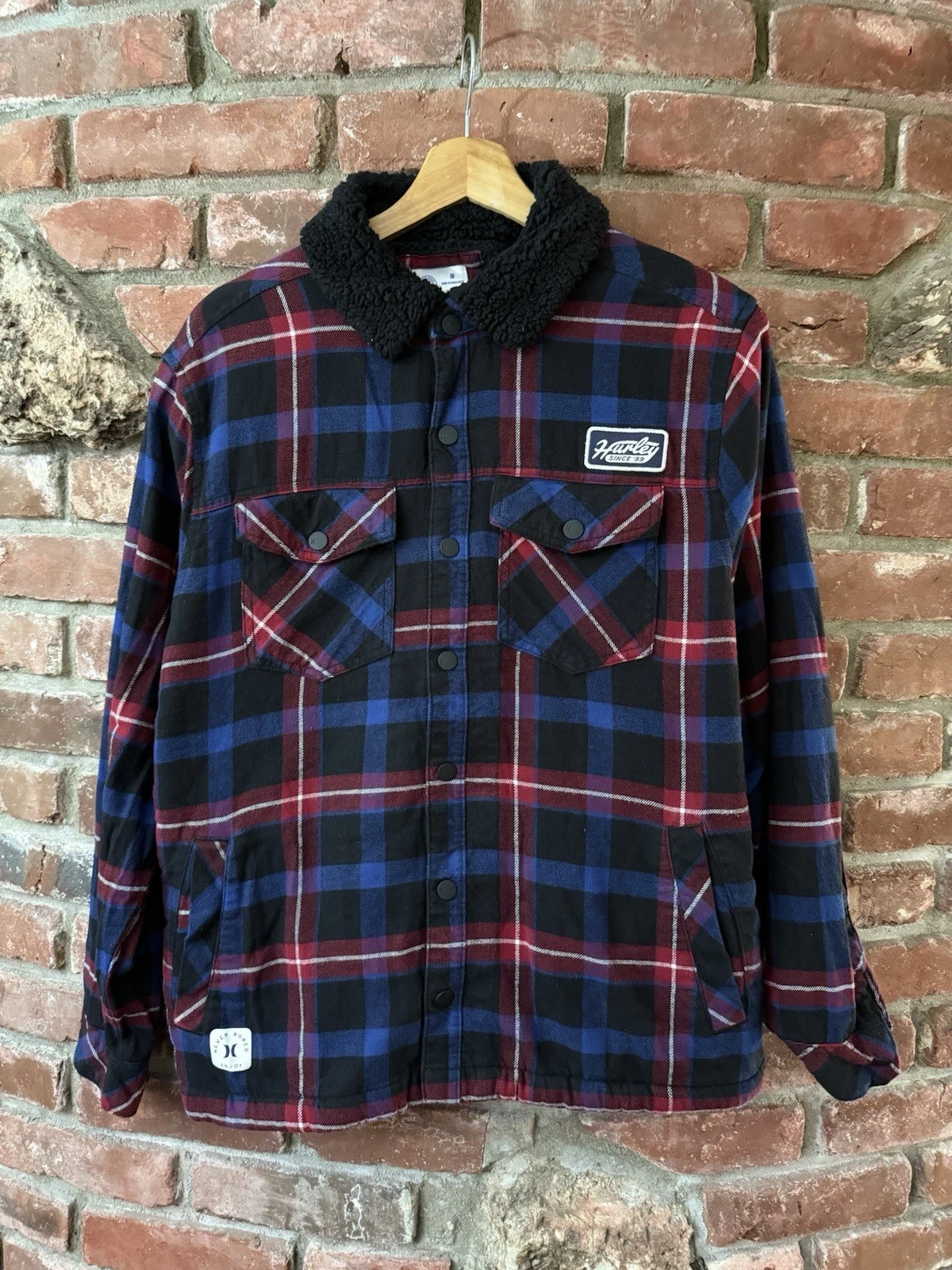 VETEMENTS Giacca di flanella a quadri Hurley M Sherpa foderata Shacket