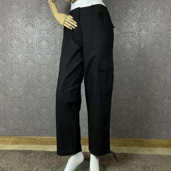 Women ASOS Trousers Black Linen 38