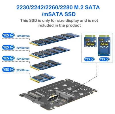 2in1 SSD SATA3 Adapter B-Key M.2 NGFF MSATA zu SATA Konverter Karte für PC Laptop