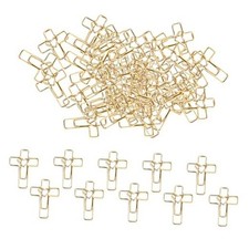 PCS Gold Heart Cross Paper Clips, Heart Cross - Bible Study Supplies, 100