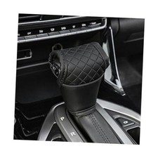 Car Gear Shift Knob Cover, Leather Vehicle Gear Shifter Stick Protector, Black