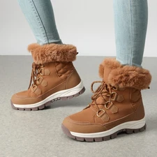 Women Insulated Waterproof Snow Boots Faux Fur Lining Mid Calf Boots