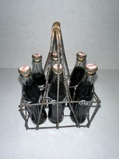Paquete de 6 botellas de vidrio Coca-Cola miniatura de 3 pulgadas mini portador de alambre de Coca-Cola