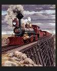 Wyoming Locomotive Steam Engine Train 36x44" Fabric Panel
