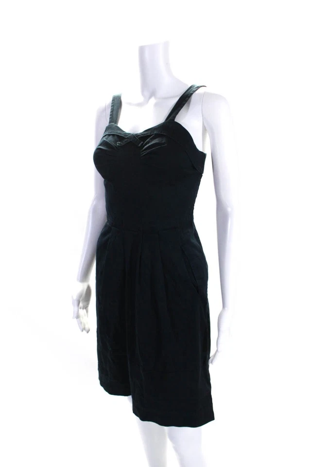 Richard Chai 女式海军蓝棉质无袖直筒连衣裙 3 码 — 第 2/4 张图片