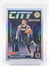 TYRESE HALIBURTON 2023-24 NBA HOOPS PREMIUM STOCK CITY EDITION SILVER Q4081