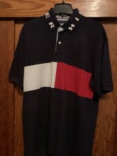 Vintage Tommy Hilfiger Rugby Style Color block Polo Shirt Size L 