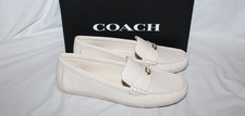 COACH SCULPT C LOGO SLIP ON DRIVER LEATHER LOAFER MOCASSINS CHALK SZ 7.5 NEW