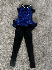Weissman Blue Sequin Unitard SC small Child Sparkle Black Sequin Style