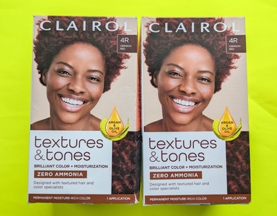 Clairol Texture & Tones 4R Crimson Red Zero Ammonia Hair Dye - Lot of 2