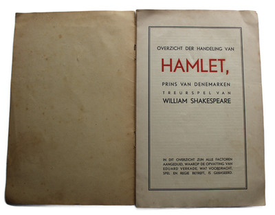 Signierter Hamlet Essay 1944 Eduard Verkade Volière Shakespeare Niederländisches Theater