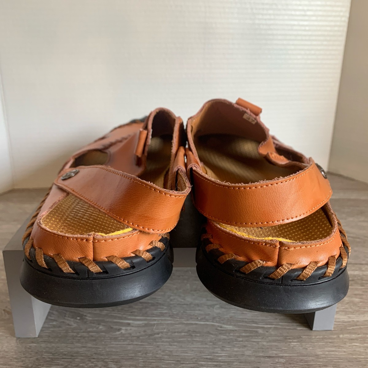 HSY Fashion 100% Caoutchouc Leather Closed Toe Sandal Brown  display picture 3