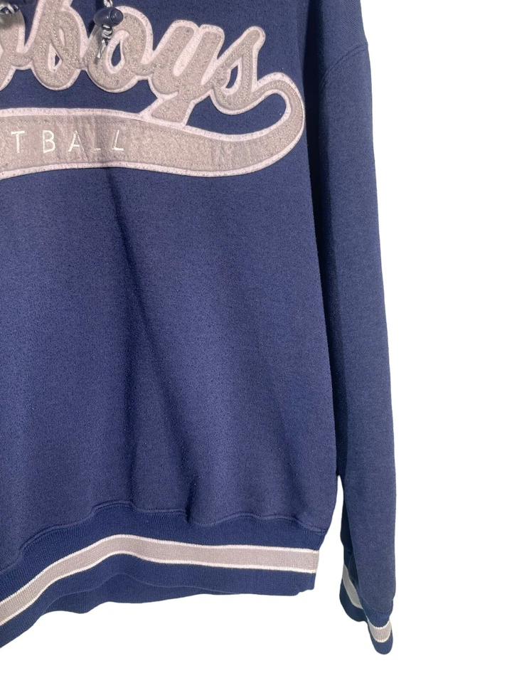 Vintage Starter Dallas Cowboys Script Hoodie Sweatshirt Pockets 90s Sz M - Image 3 of 4