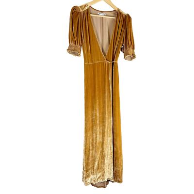 Reformation The Peonie Wrap Silk Blend Midi Dress Size XS Gold | eBay UK
