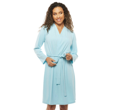 Rhonda Shear Retreat Ribbed Duster Robe, Light Blue, Large | eBay
